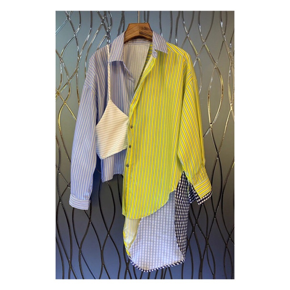 Stripe Plaid Button Down Blouse
